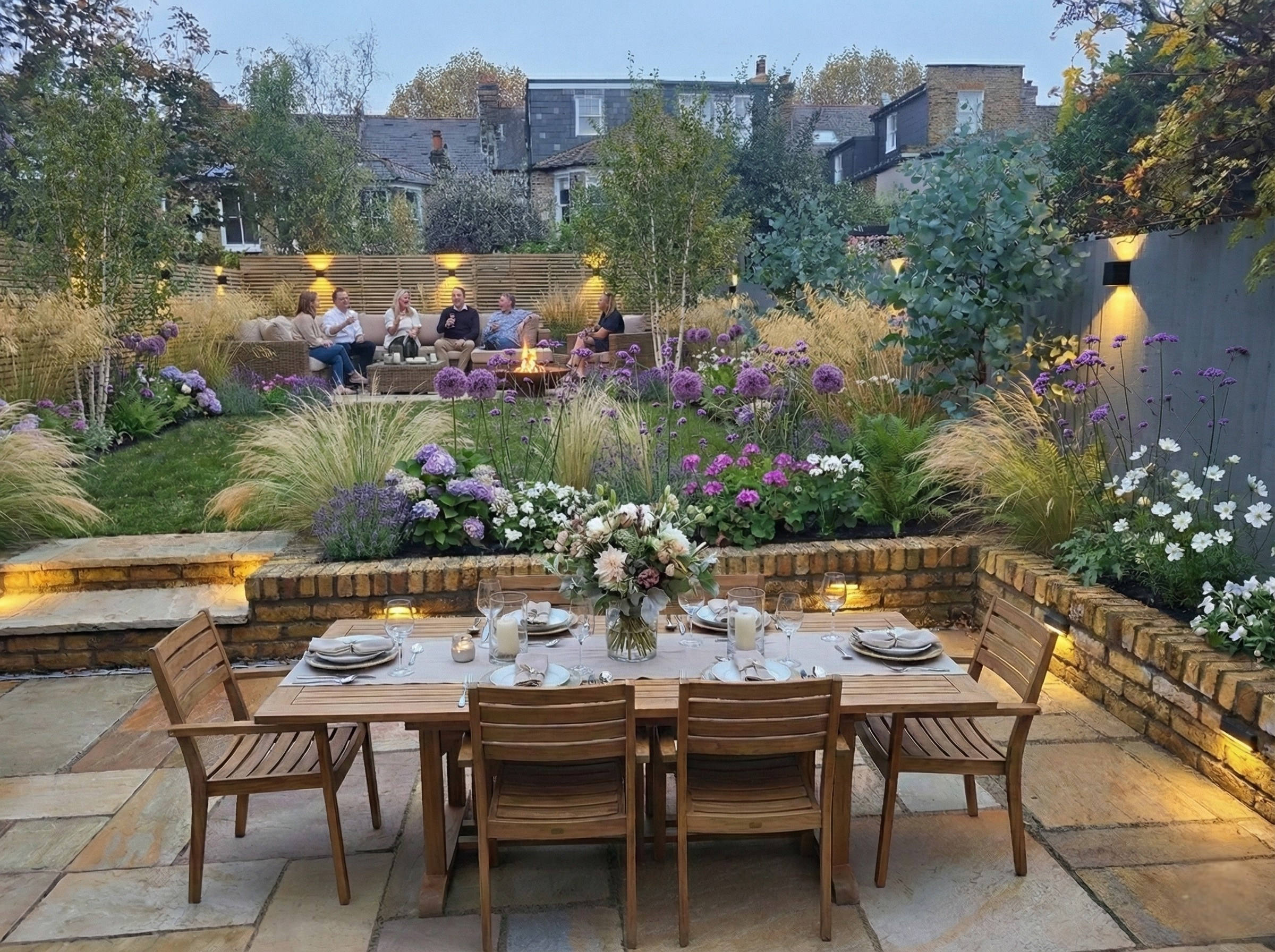 Dulwich Tiered Garden for Evening Entertaining